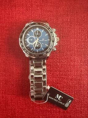 Monte Carlo Men's Silver Watch with Blue Dial